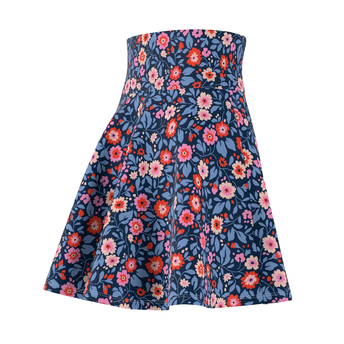Pink and Blue Floral Women's Skater Skirt
