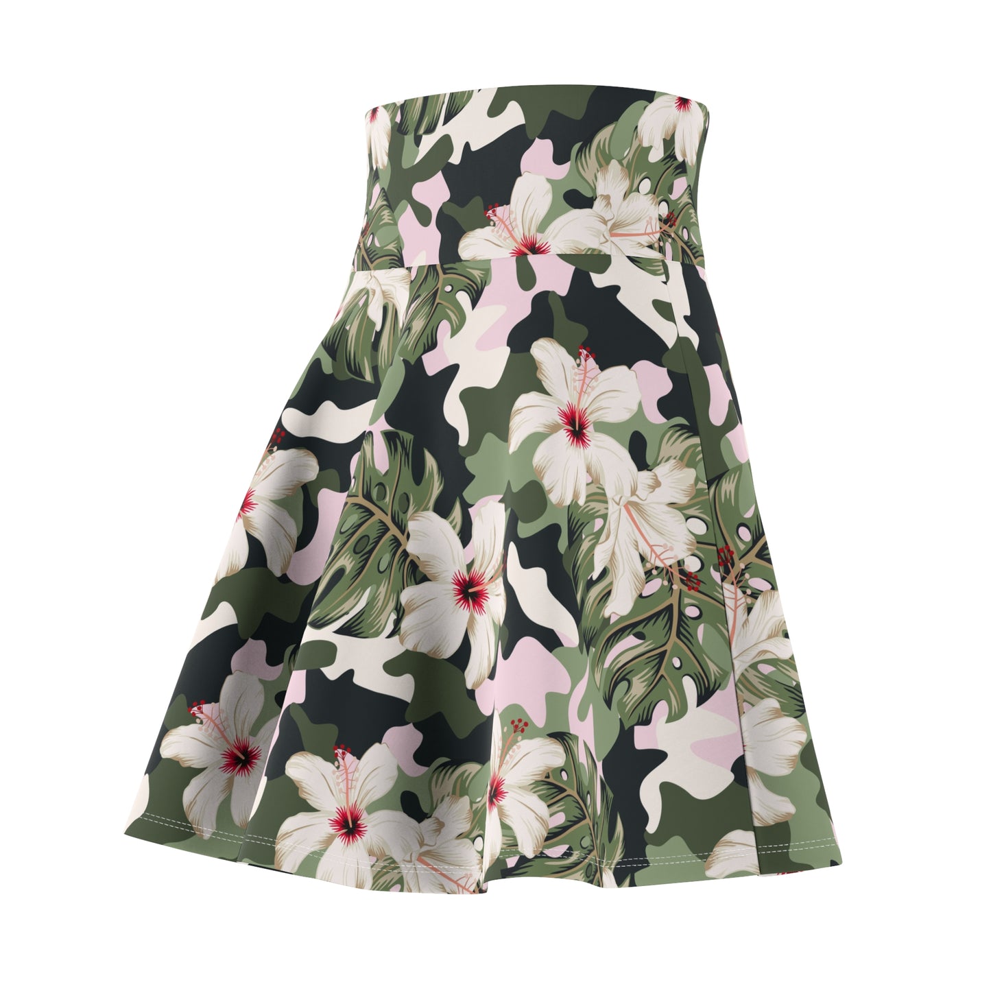 Tropic Thunder Women's Skater Skirt - Hibiscus Camo Print
