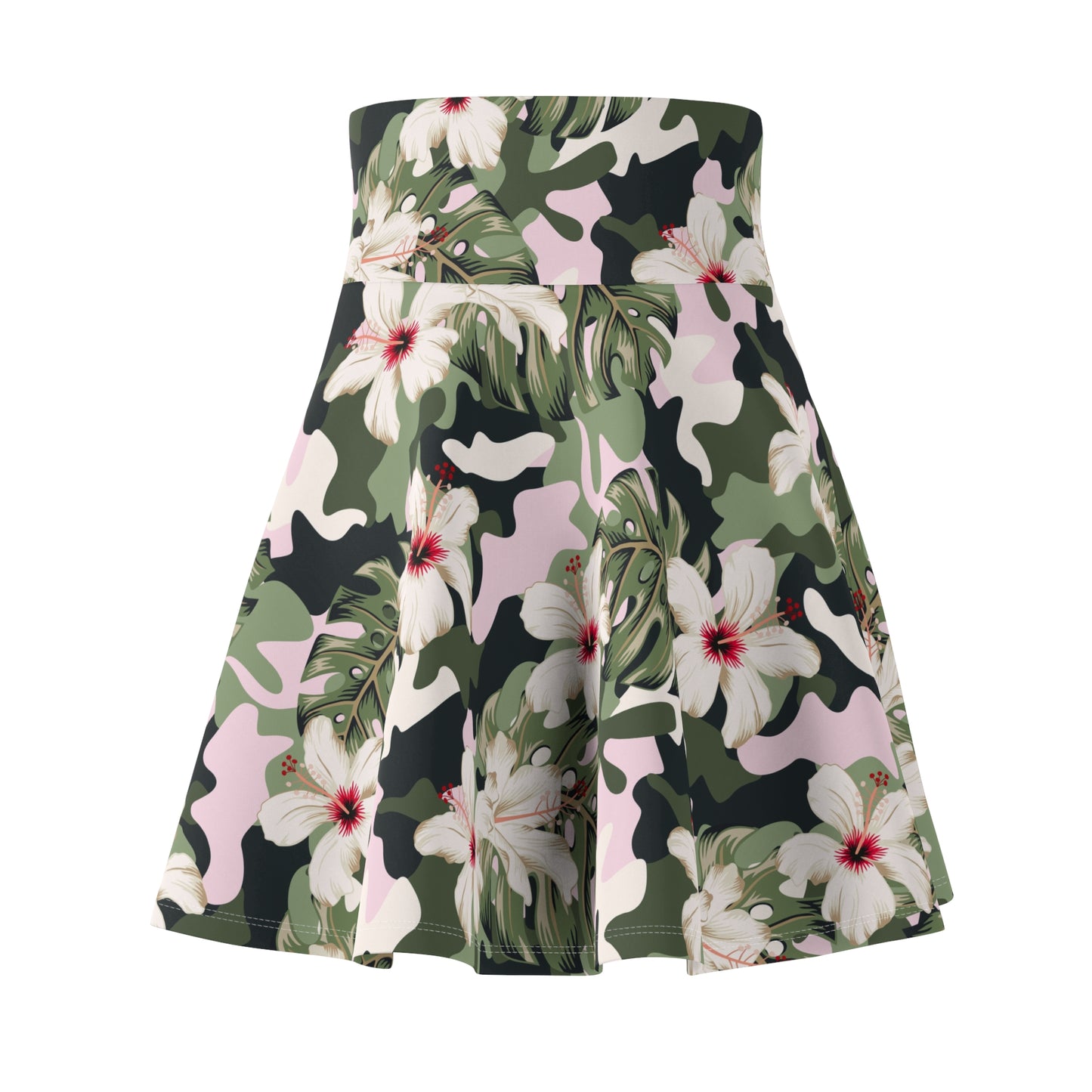 Tropic Thunder Women's Skater Skirt - Hibiscus Camo Print