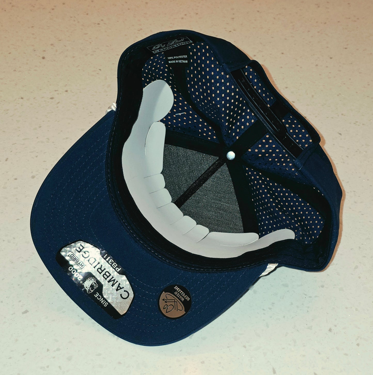 USA Golf Hat interior view – sweatband, perforated lining, and adjustable snapback closure