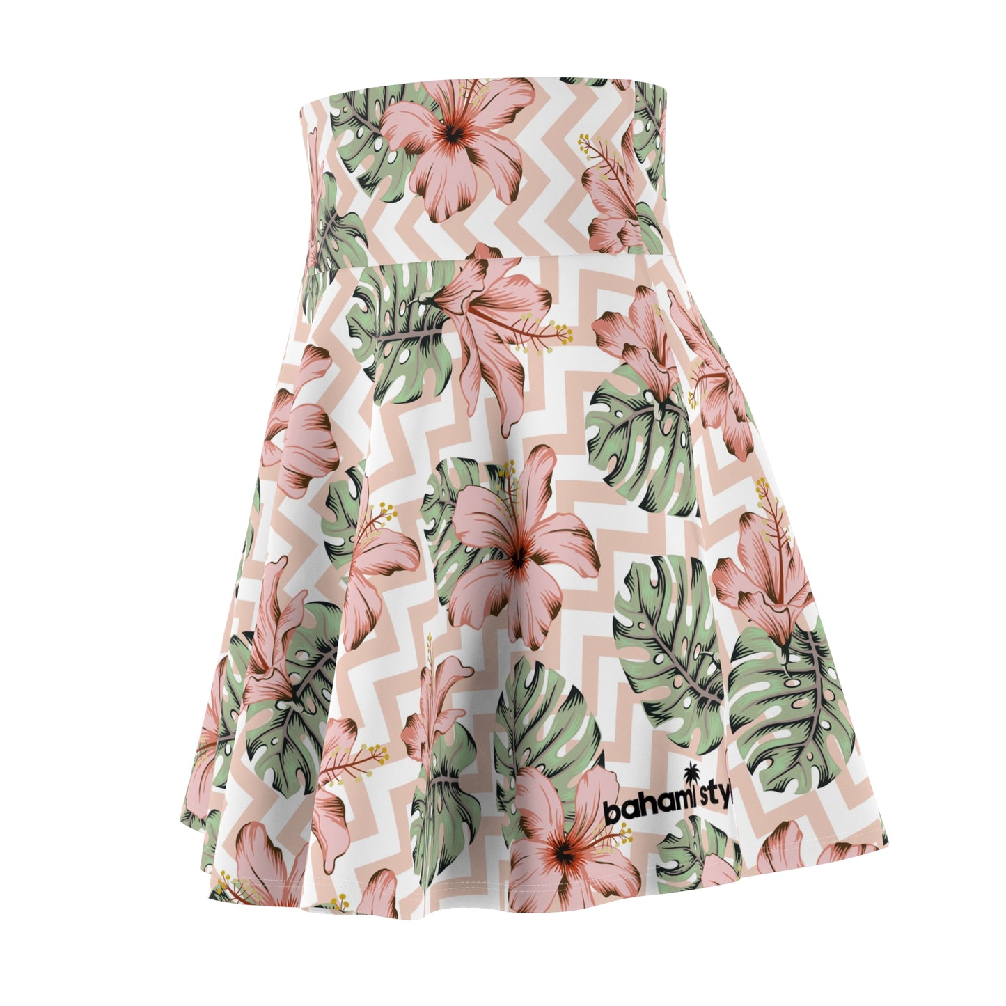 Tropical Floral Geometric Skater Skirt