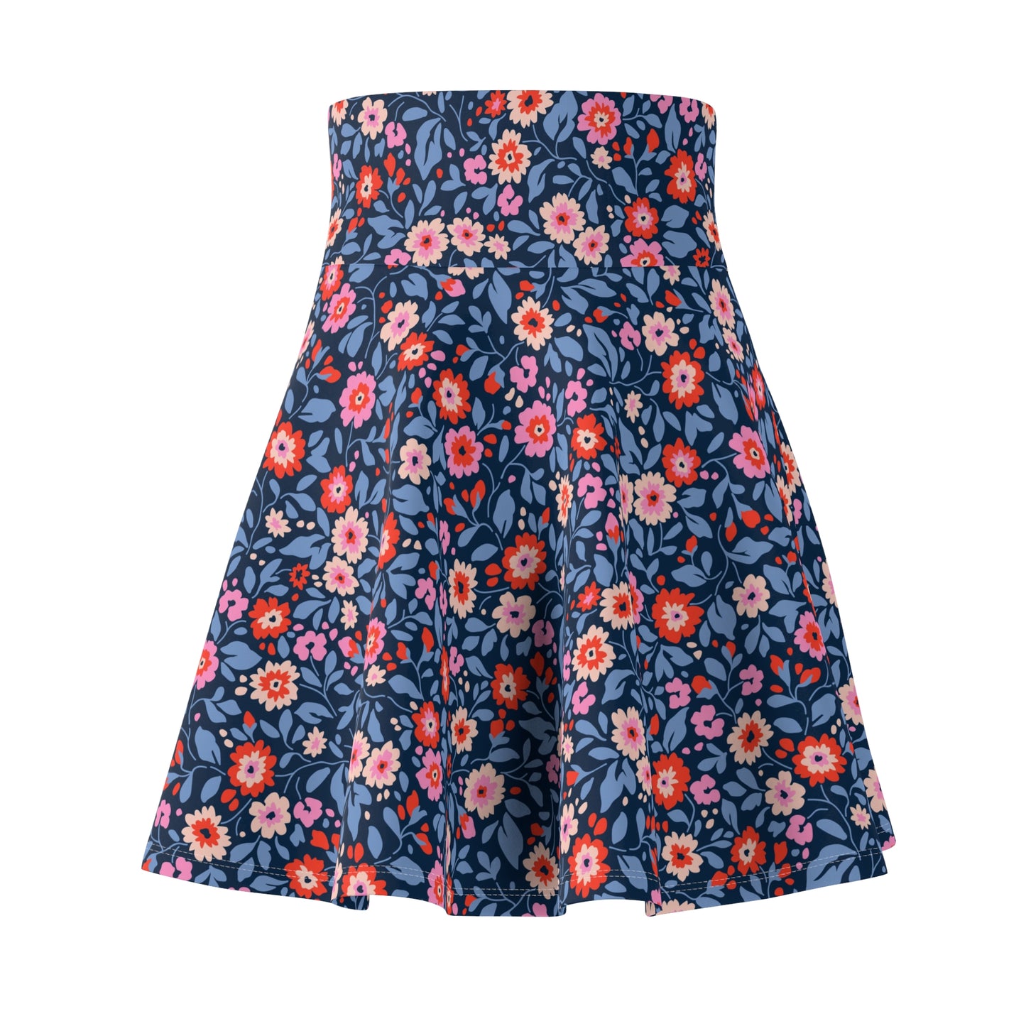 Pink and Blue Floral Women's Skater Skirt