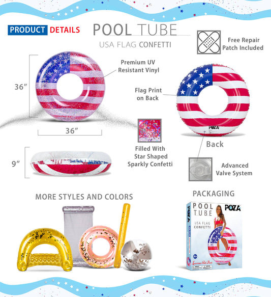 Pool Float - Usa Flag Pool Tube