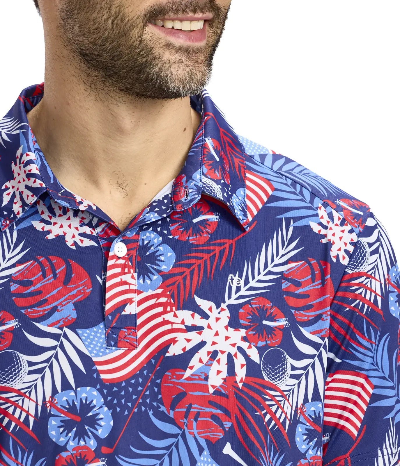 Patriotic Paradise Golf Polo - Men's Tropical USA Golf Shirt