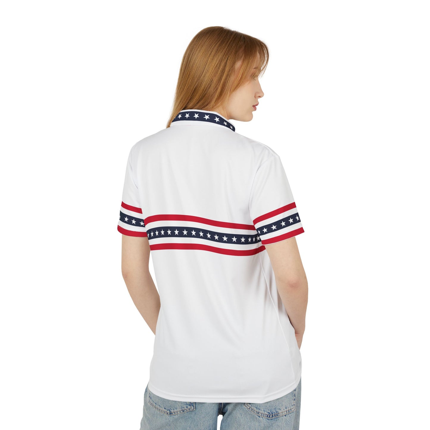 Patriotic Polo Shirt with Star Stripes