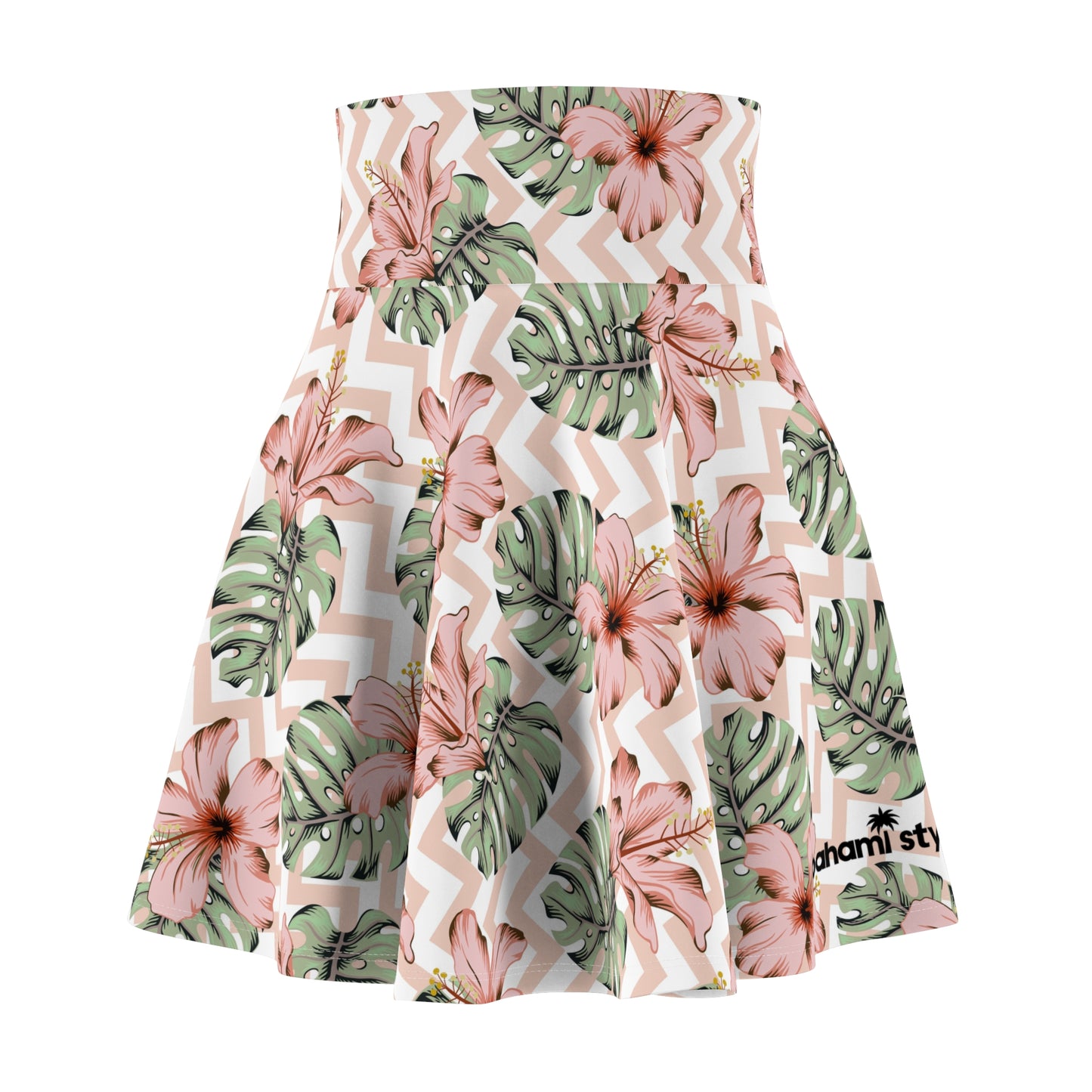 Tropical Floral Geometric Skater Skirt
