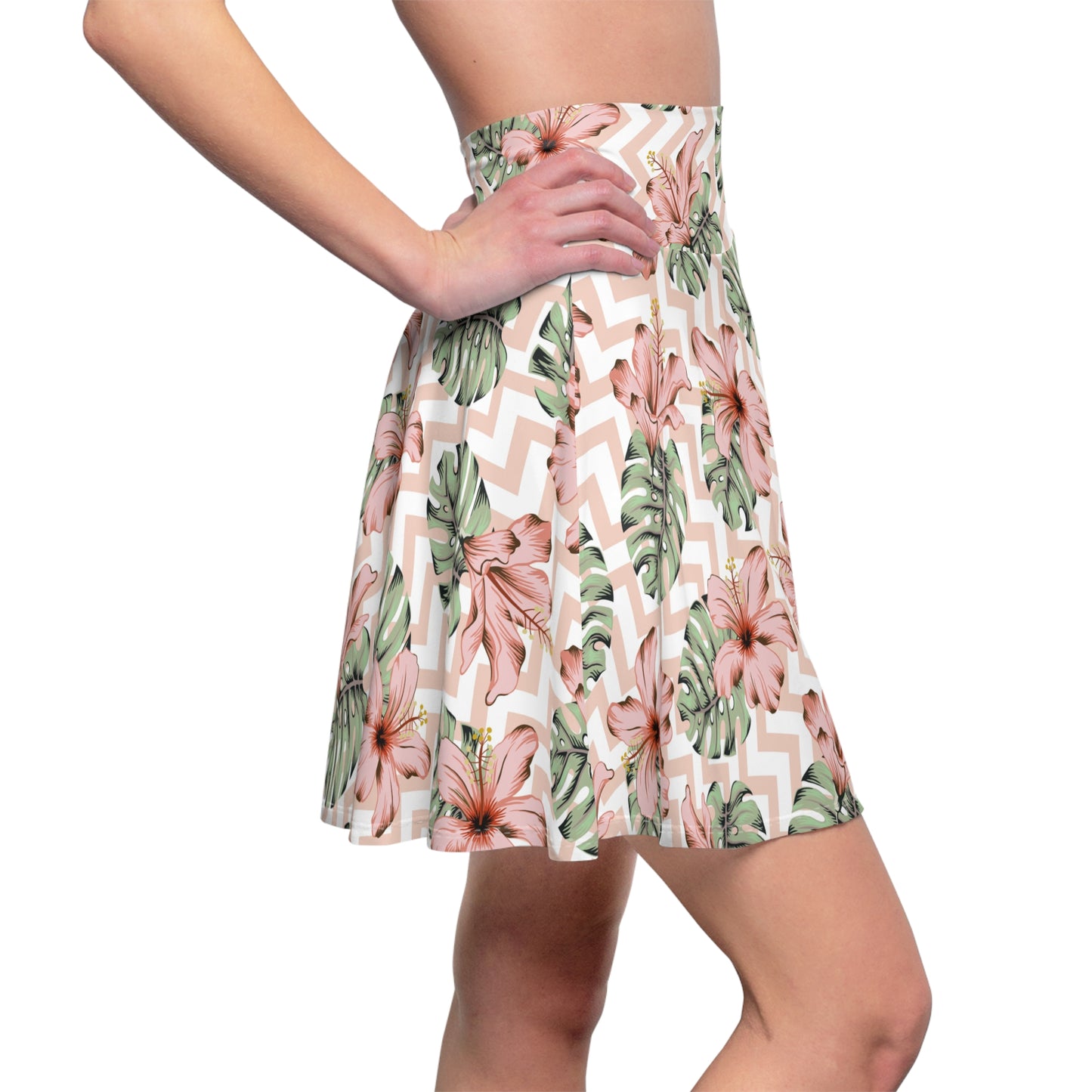 Tropical Floral Geometric Skater Skirt