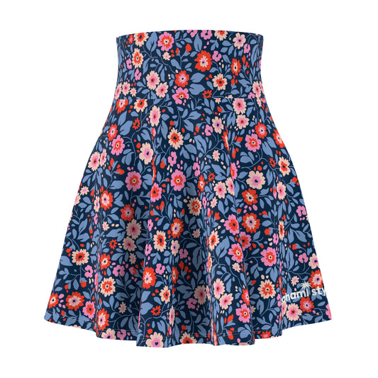 Pink and Blue Floral Women's Skater Skirt
