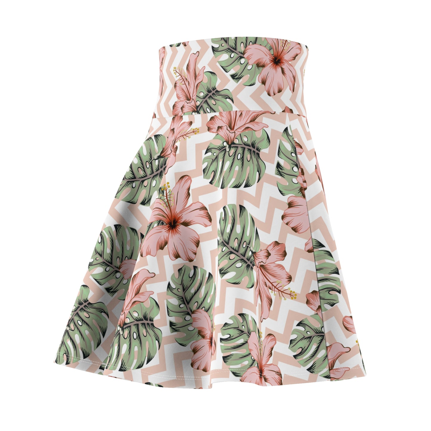Tropical Floral Geometric Skater Skirt