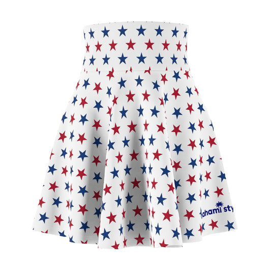 Patriotic Star Print Skater Skirt for Women