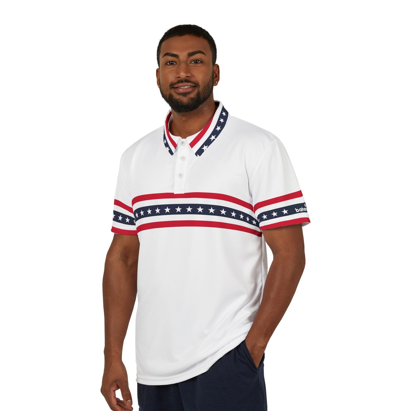 Patriotic Polo Shirt with Star Stripes