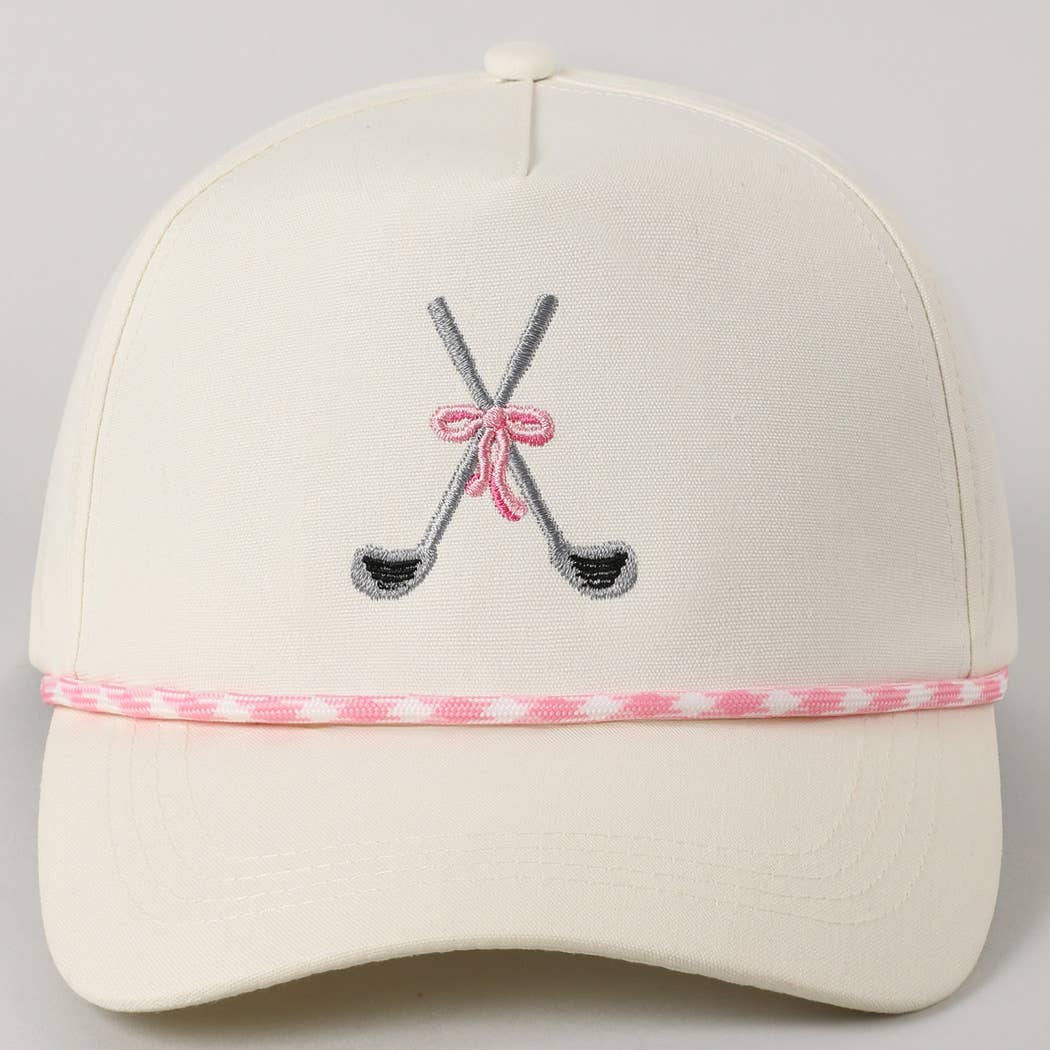Golf Clubs with Ribbon Embroidered Trucker Hat