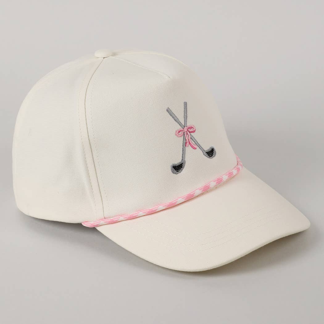 Golf Clubs with Ribbon Embroidered Trucker Hat