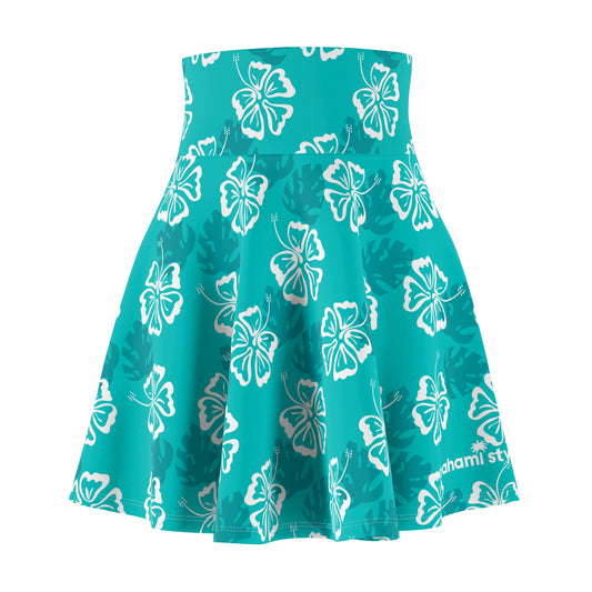 Seafoam Tropical Floral Women's Skater Skirt