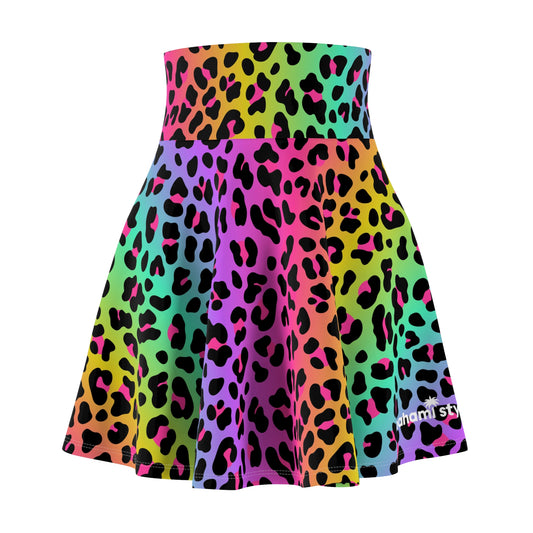 Rainbow Leopard Women's Skater Skirt