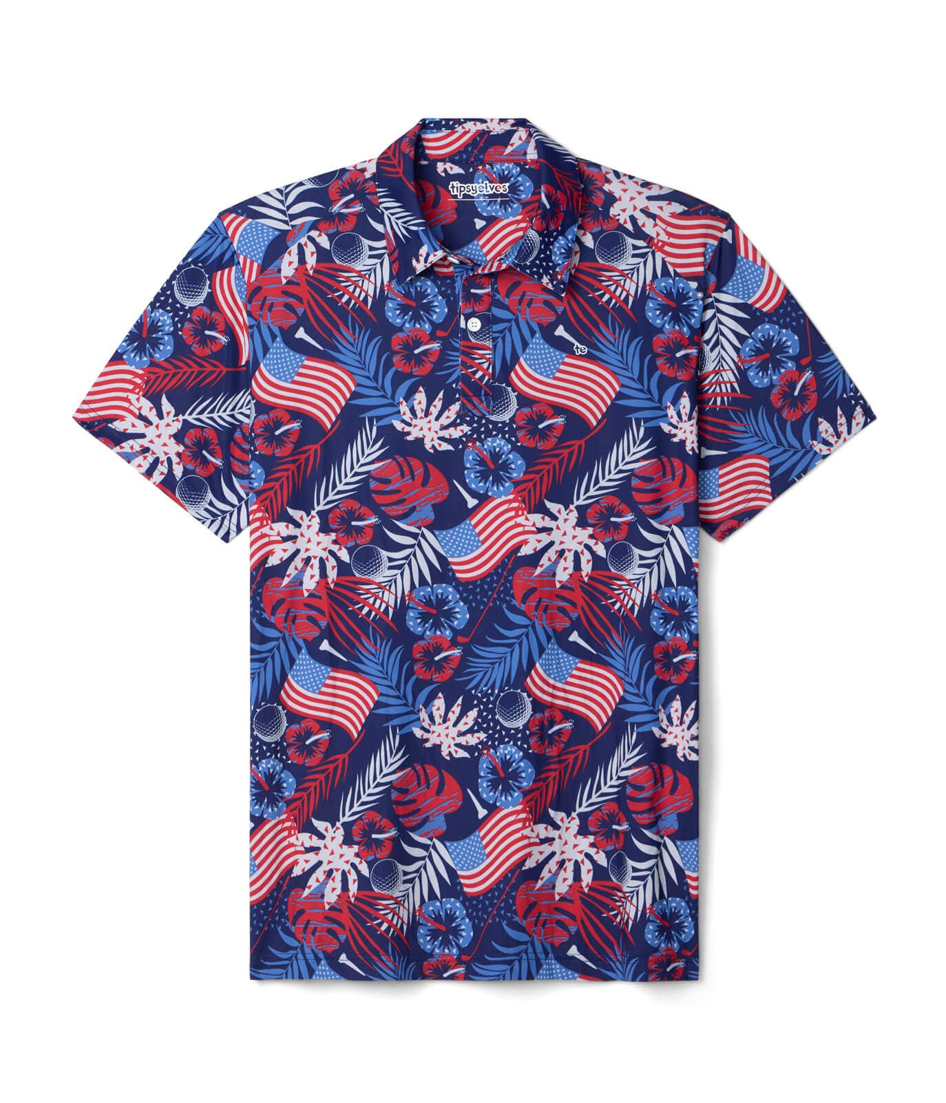 Patriotic Paradise Golf Polo - Men's Tropical USA Golf Shirt
