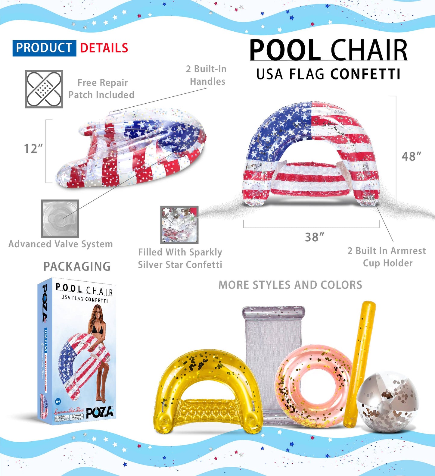 Pool Float - Pool Chair - Usa Flag