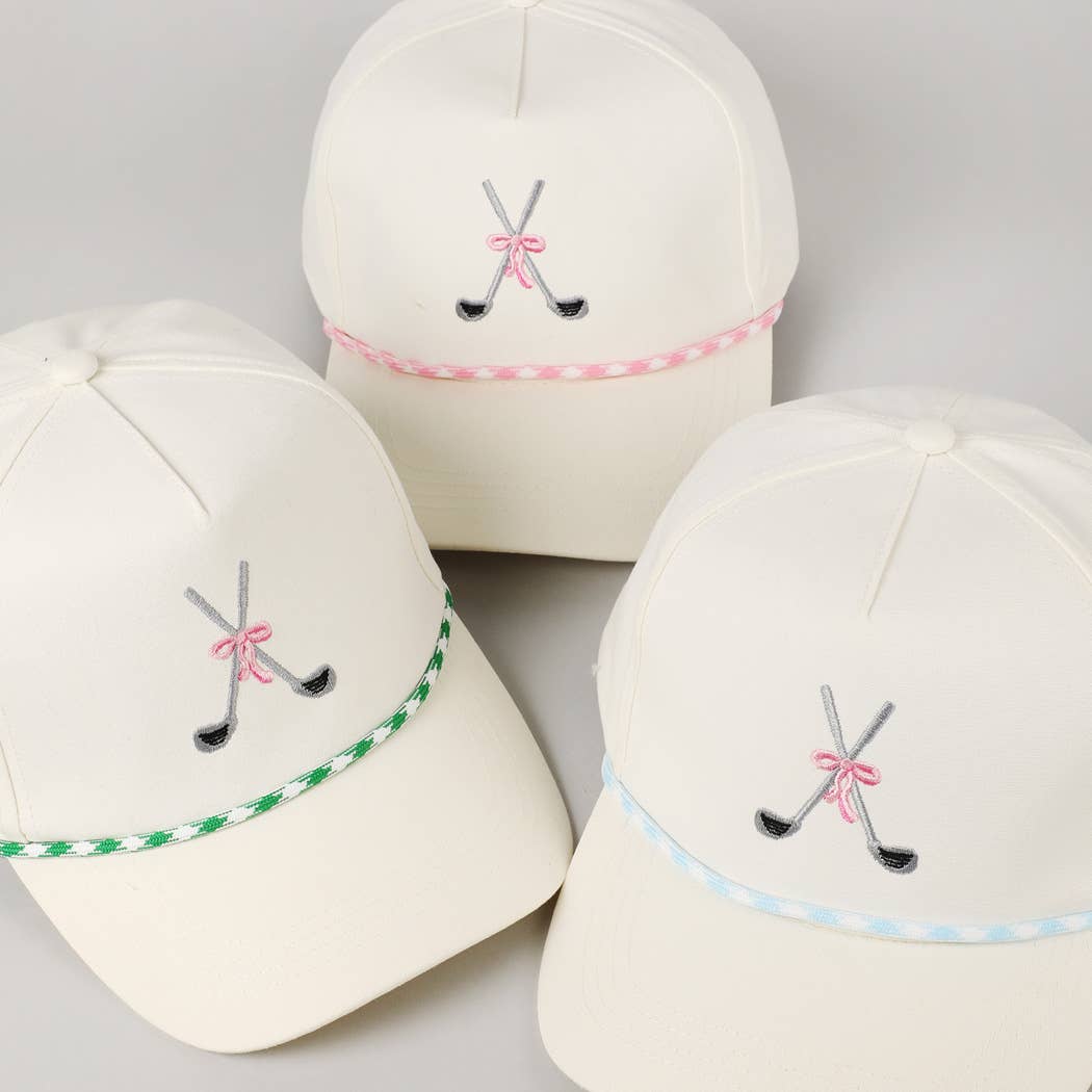 Golf Clubs with Ribbon Embroidered Trucker Hat