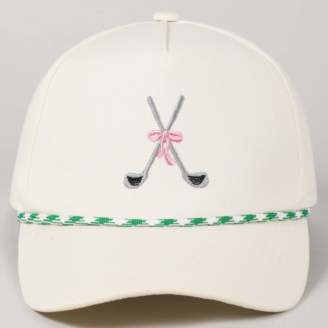 Golf Clubs with Ribbon Embroidered Trucker Hat