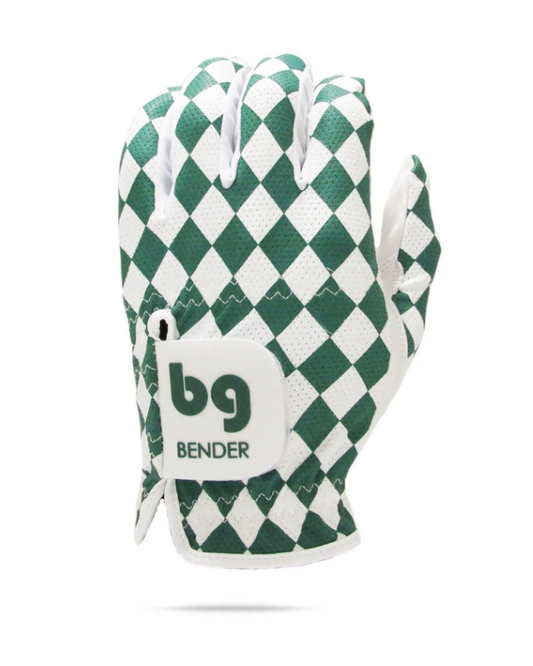 Dark Green & White Mesh Team Golf Glove