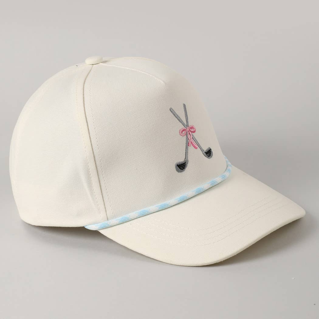 Golf Clubs with Ribbon Embroidered Trucker Hat